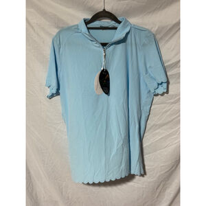 Women's Greg Norman Golf Polo Shirt Size L Blue Short Sleeve